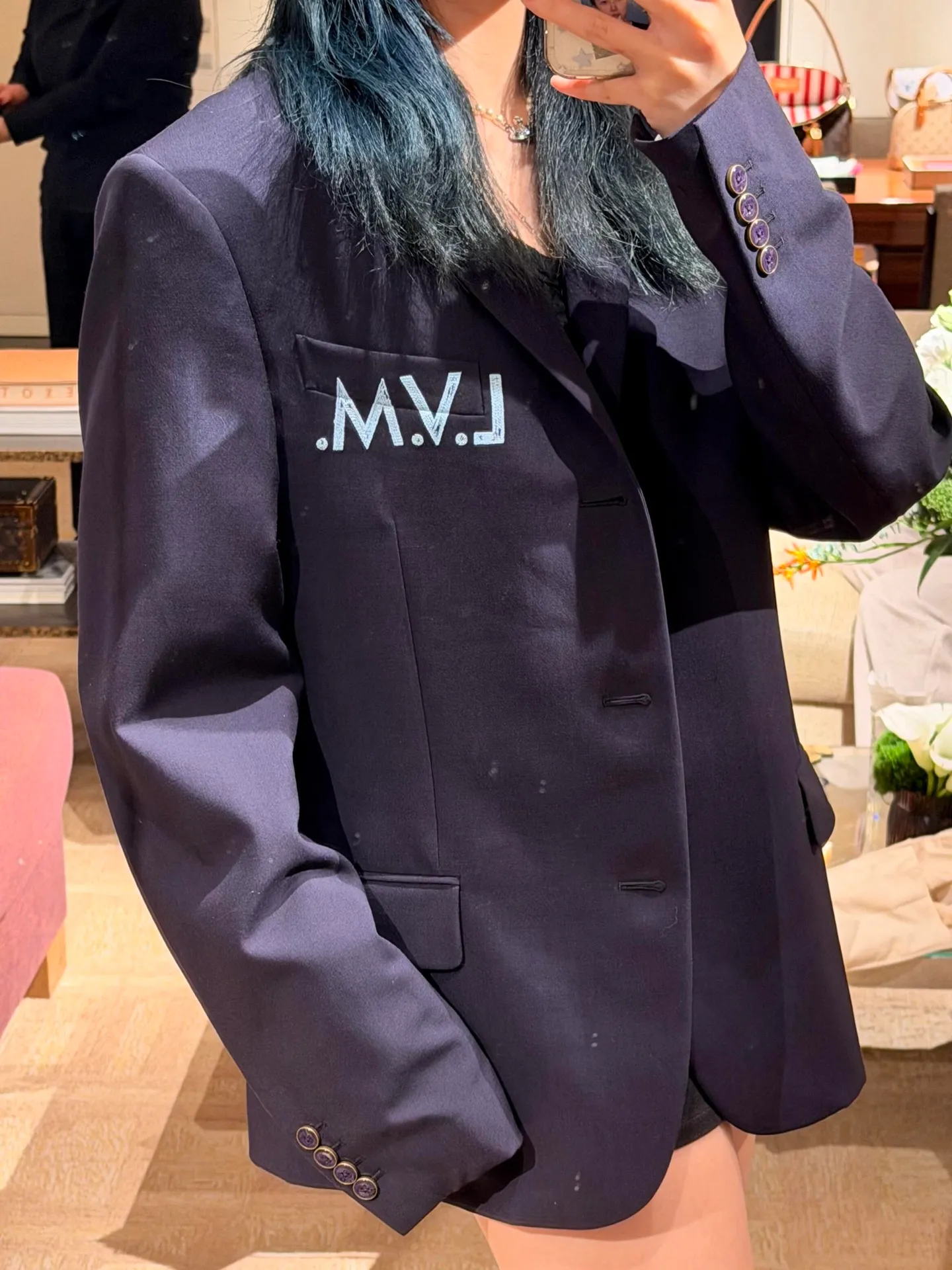 Louis Vuitton Pocket Embroidered Single Breasted Suit Jacket